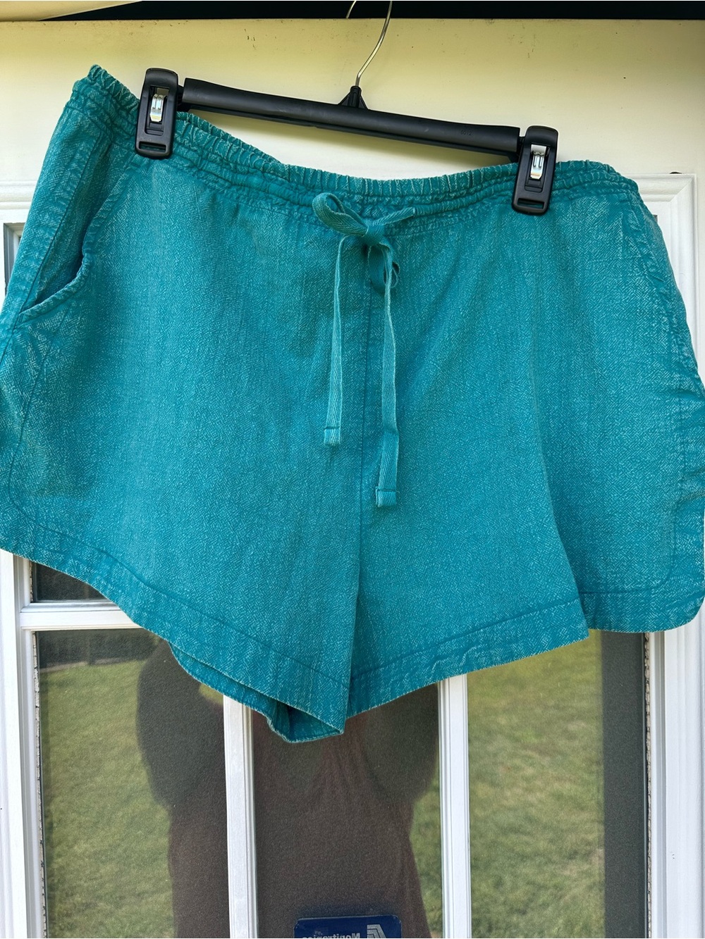Casual Teal Drawstring Bermuda Shorts 100% cotton size M-L
